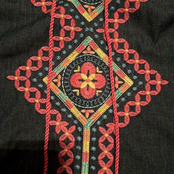 Savannah Jane Women's Size Small Geometric Dotted Embroidered Mini Dress - Picture 7 of 9